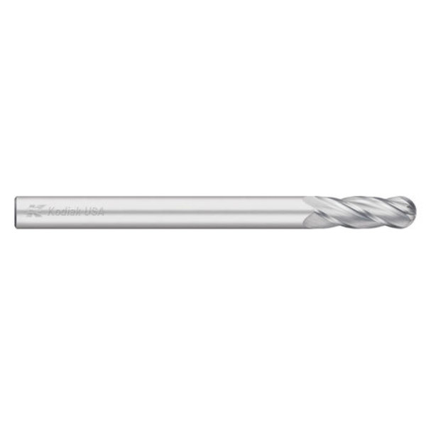 Kodiak Cutting Tools 1/2 Carbide Endmill 4 Flute Single End Ball Nose Extra Long Length 5438422